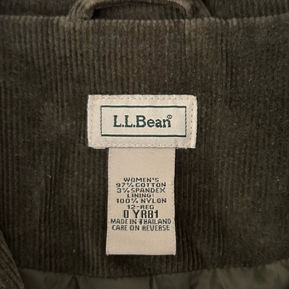 VTG LL Bean Corduroy Blazer Jacket Sz 12 Olive Green - Picture 3 of 8